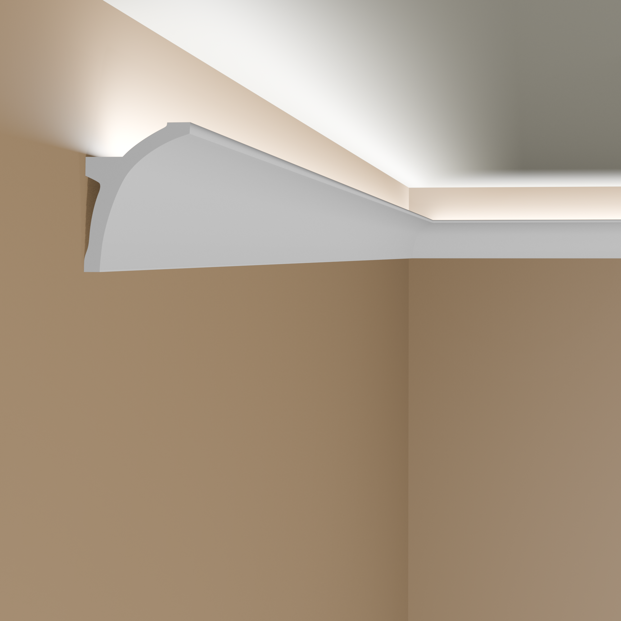 PROVISTON Licht Stuckleiste Kunststoff Weiß | 50 x 100 x 2000 mm Moderne Lichtleiste für die Decke