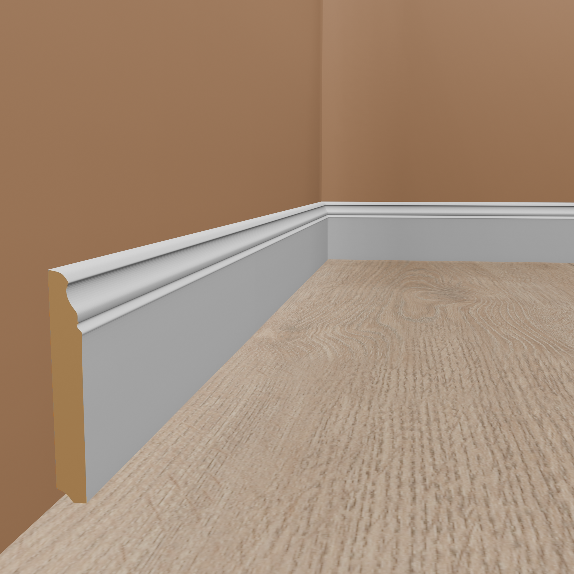 Sockelleiste Berliner Profil 19 x 100 x 2500 mm Massivholz Weiß Klassisch by PROVISTON