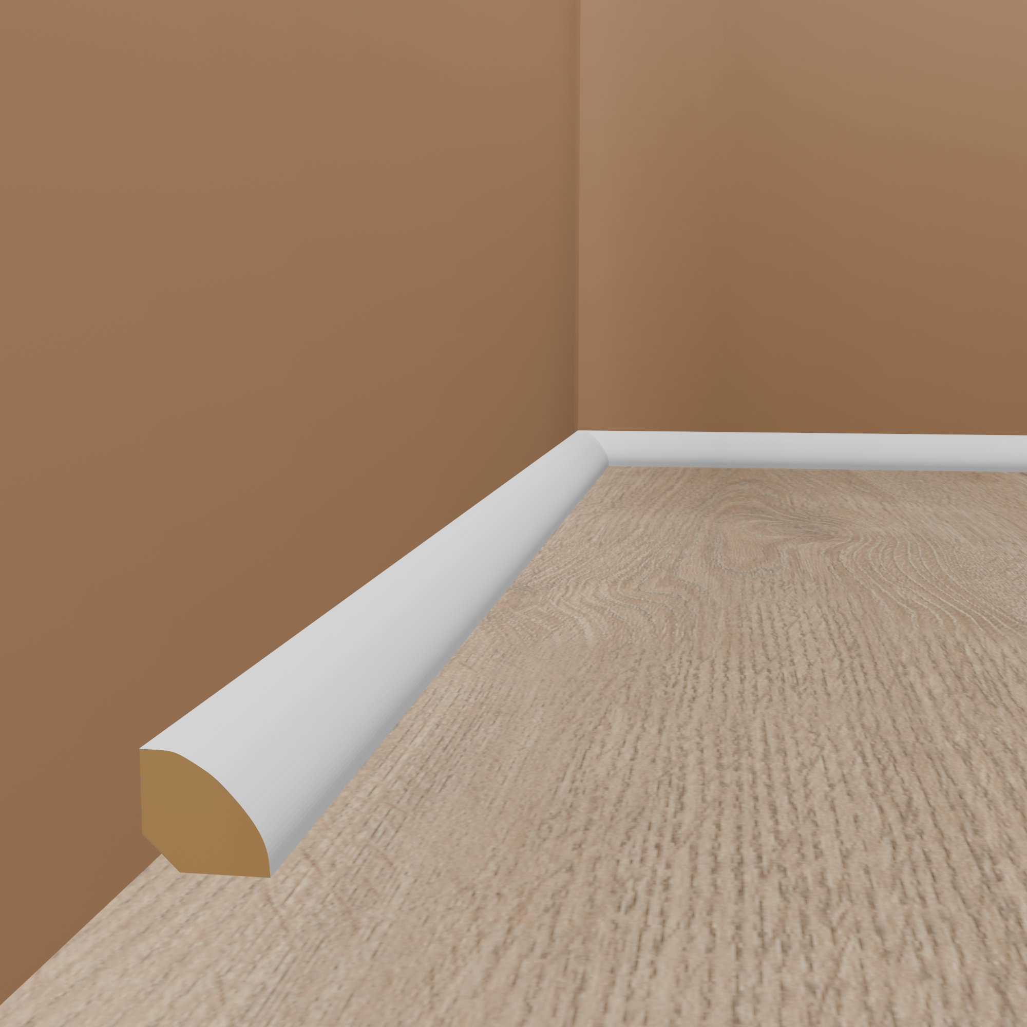 Viertelstableiste 14 x 14 x 2000 mm Massivholz Weiß lackiert RAL9010 Fußleiste by PROVISTON