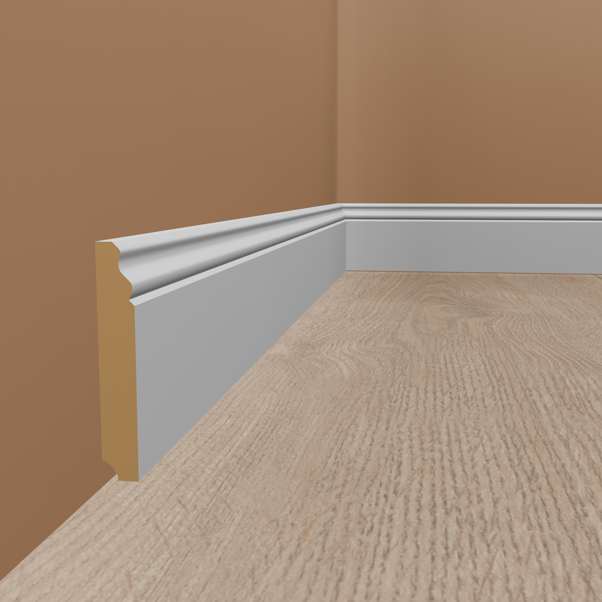 Sockelleiste Essen MDF 19 x 80 x 2500 mm Weiß Berliner Profil by PROVISTON