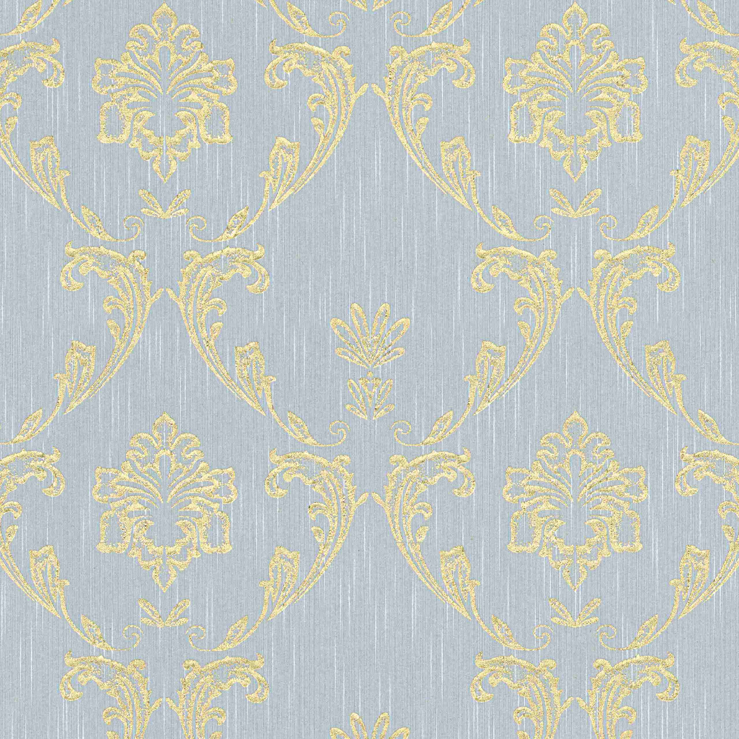 A.S. Creation | Metallic Silk | 306586 | Vliestapete | Barock | 0.53 x 10.05 m | Blau