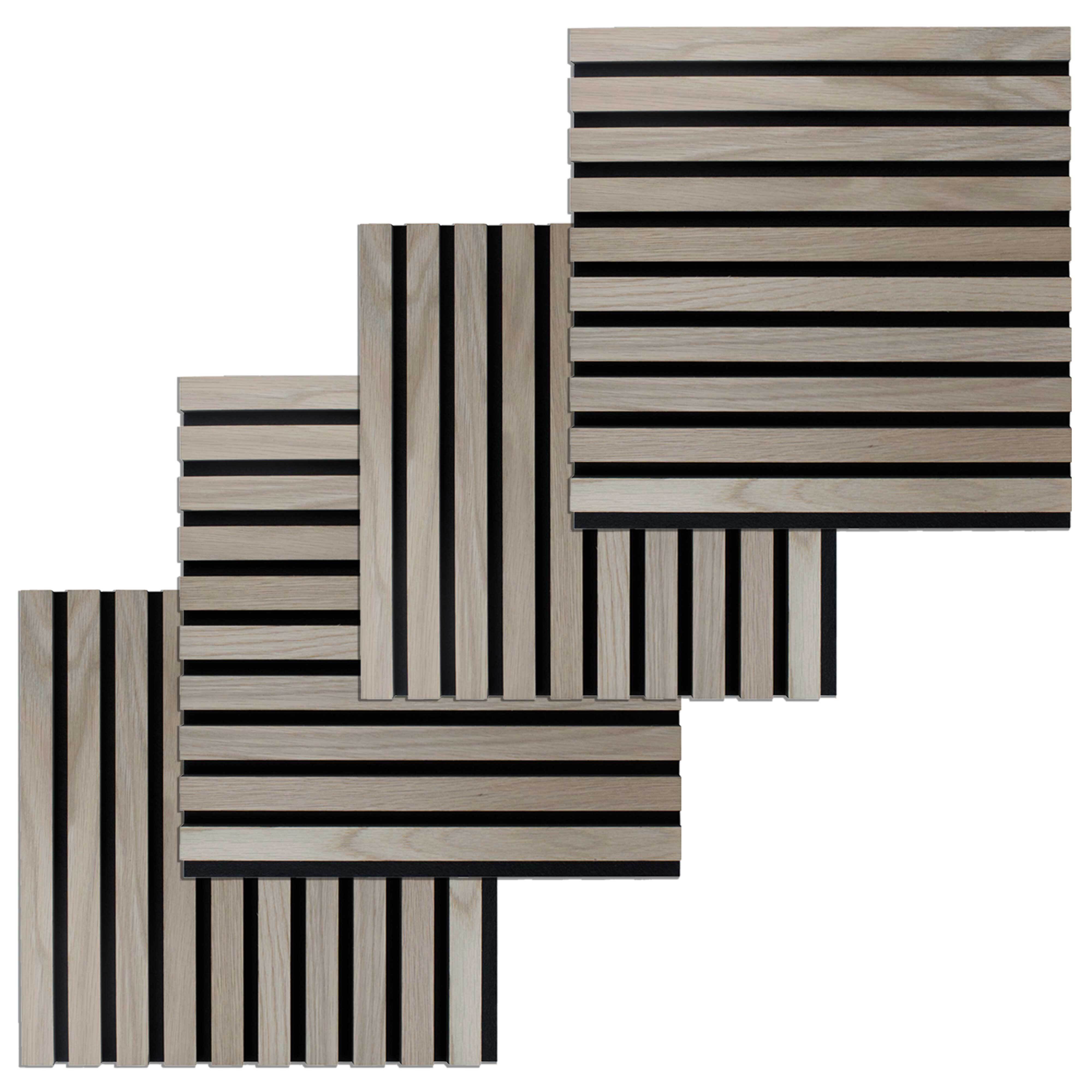 PROVISTON Akustik Paneel 4er SET 400 x 400 x 21 mm Walnuss Akustik Wandpaneele MDF Furniert