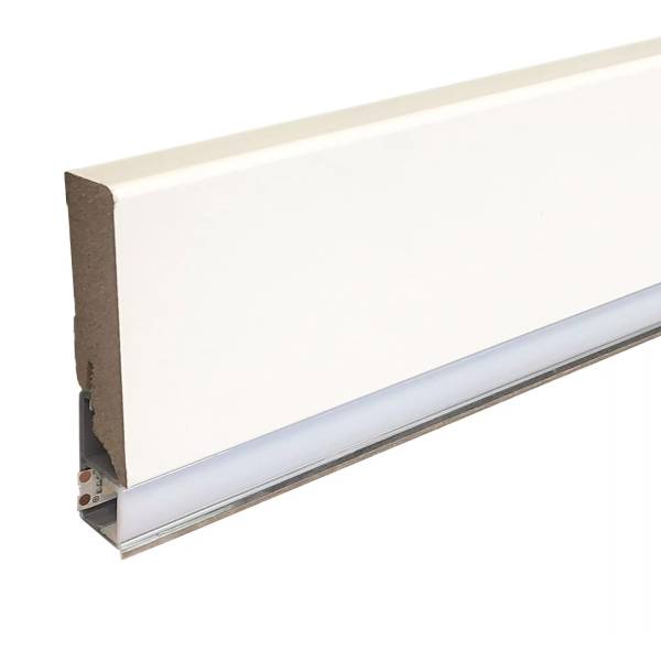 Neuhofer Licht Sockelleiste &quot;Predosa&quot; MDF 19 x 85 x 2400 mm Weiß LED Fußleiste