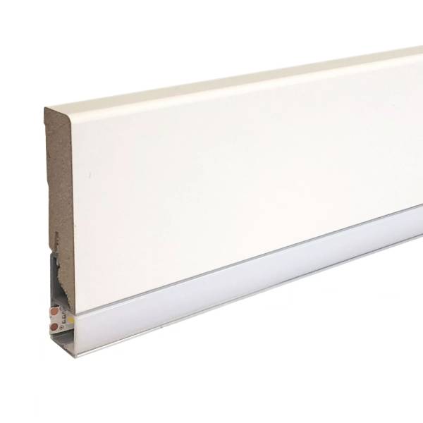 Neuhofer Licht Sockelleiste &quot;Canelli&quot; MDF 16 x 85 x 2400 mm Weiß LED Fußleiste